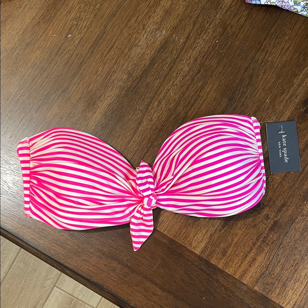 kate spade striped pink bandeau bikini top - Picture 1 of 7